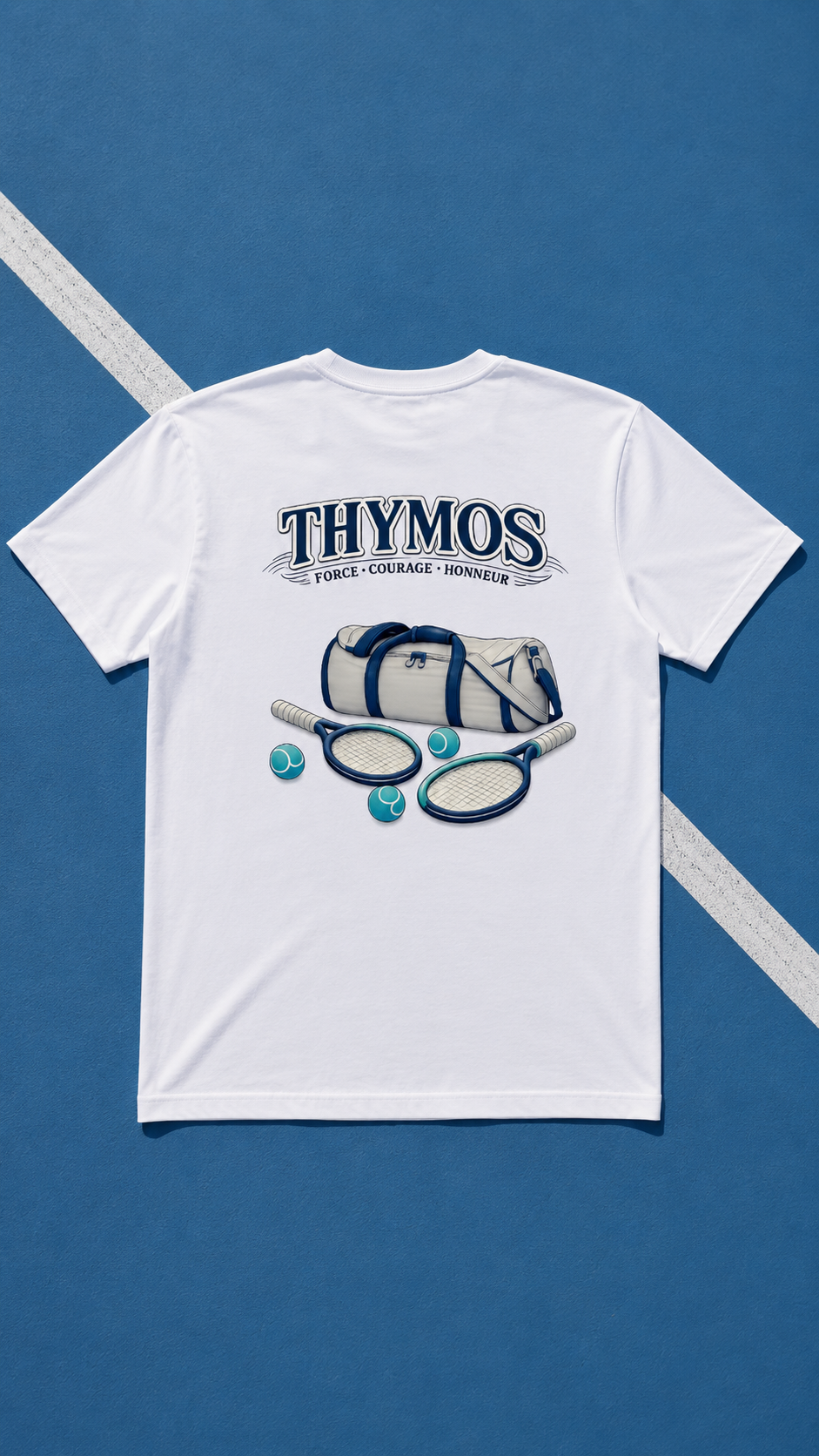 T-shirt THYMOS Blanc – 100 % Coton | Force • Courage • Honneur
