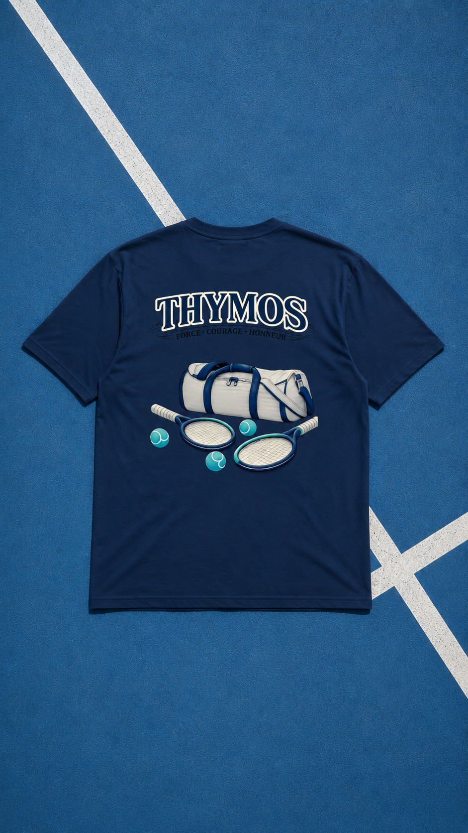 T-shirt THYMOS Bleu foncé – 100 % Coton | Force • Courage • Honneur