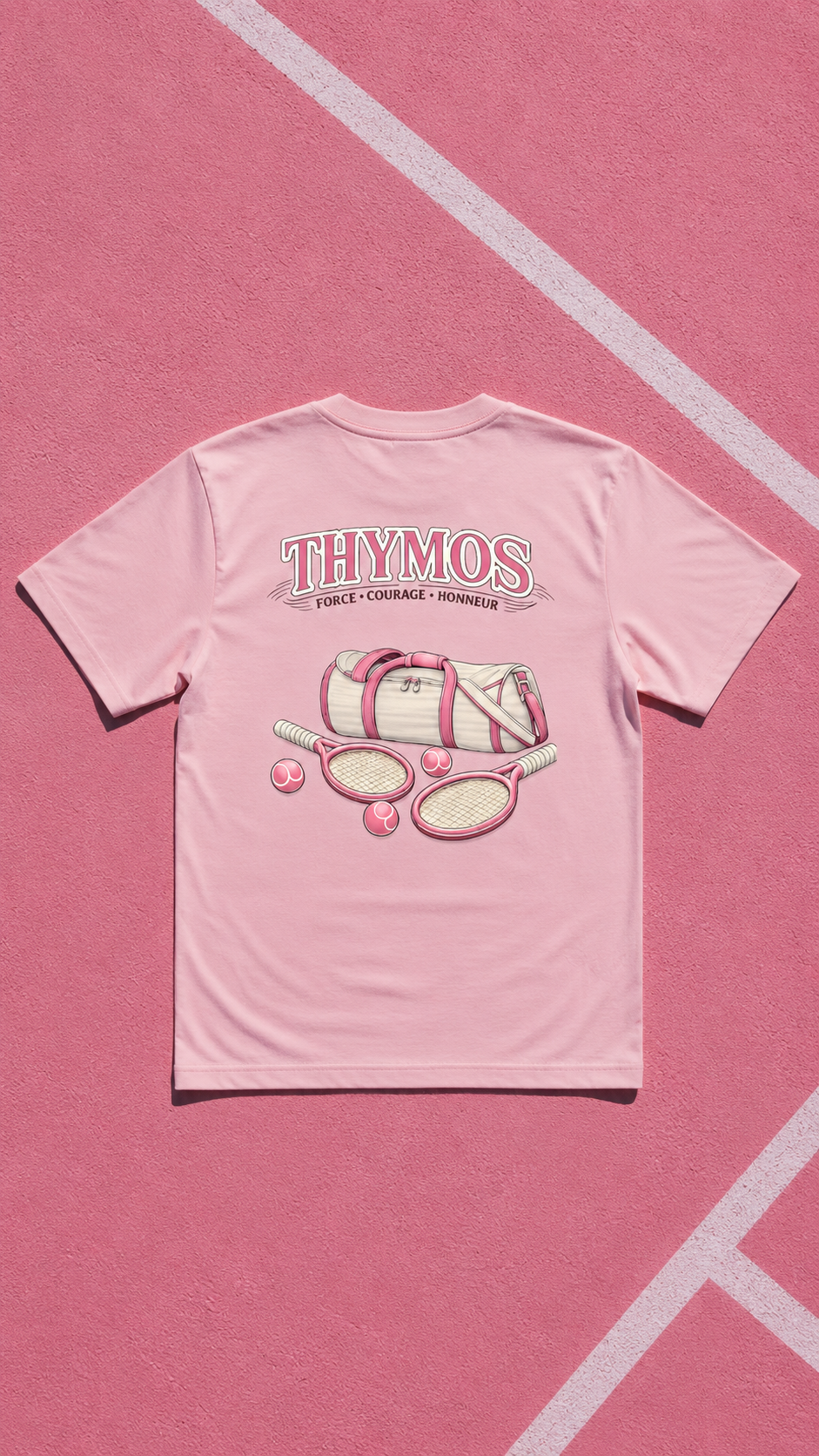 T-shirt THYMOS Rose – 100 % Coton | Force • Courage • Honneur