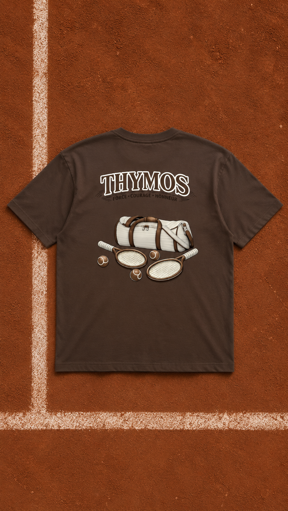 T-shirt THYMOS Marron – 100 % Coton | Force • Courage • Honneur