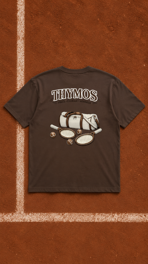 T-shirt THYMOS Marron – 100 % Coton | Force • Courage • Honneur