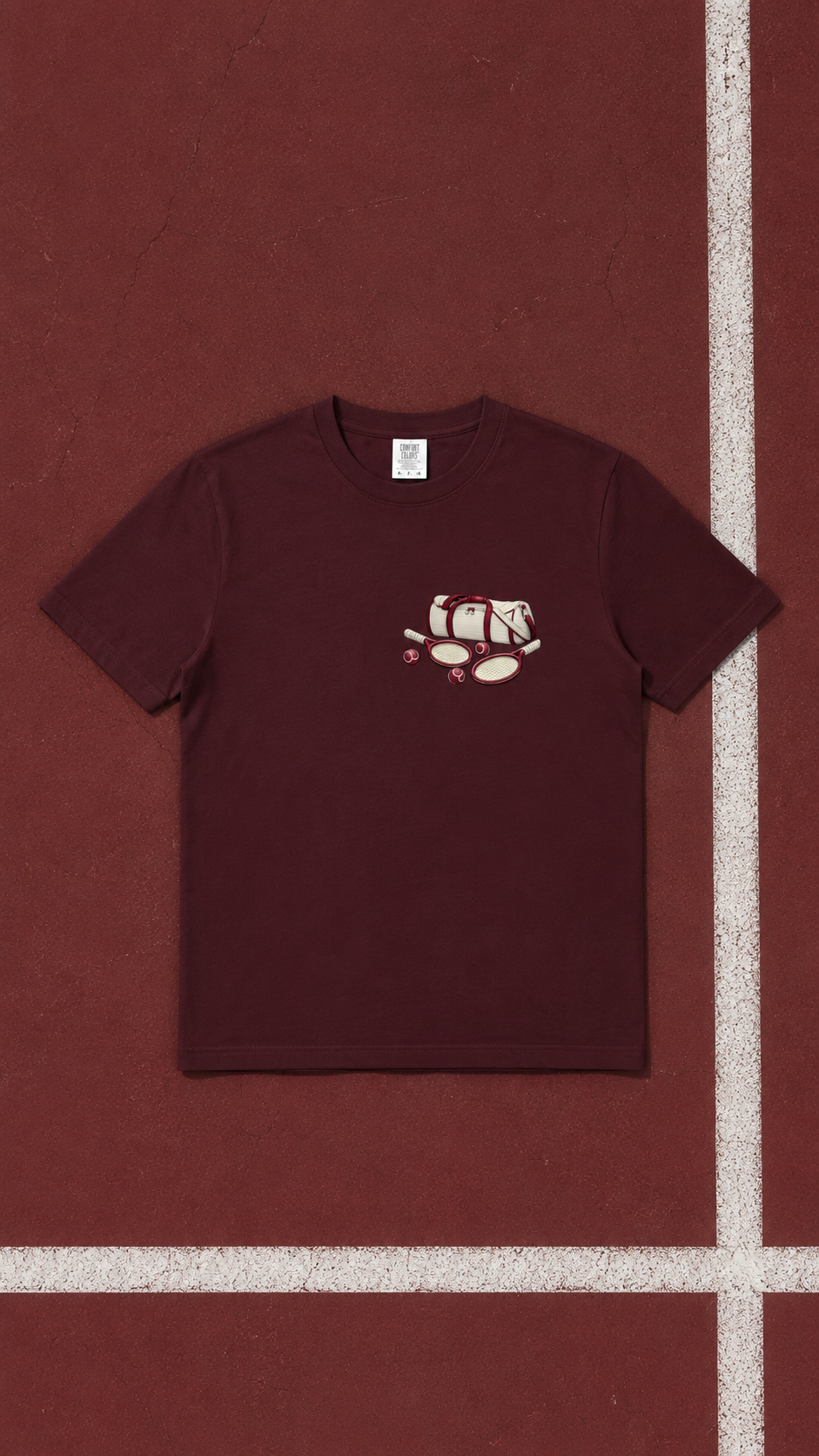 T-shirt THYMOS Rouge bordeaux – 100 % Coton | Force • Courage • Honneur